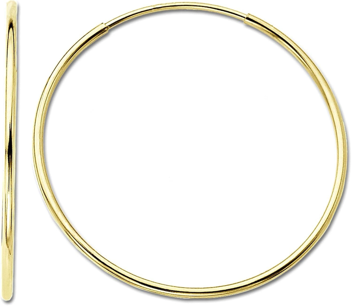 Amazon Collection 14k Yellow Gold Endless Hoop Earrings, (0.85" Diameter)