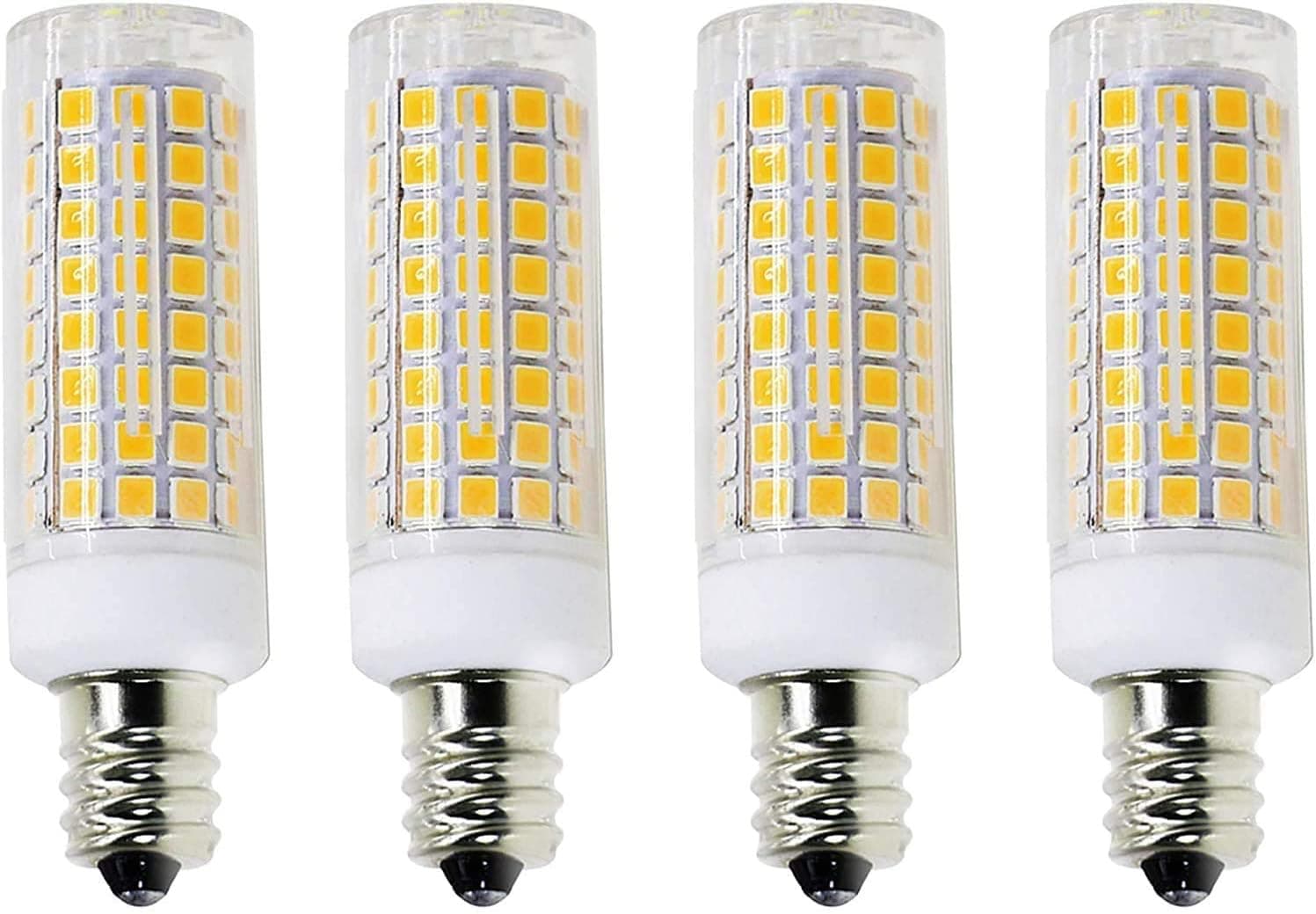 E11 led Bulb 75w 100w Halogen Bulb Replacement, JD T4 e11 Mini Candle Holder Base 110V 120V 130 Voltage Input Bulb. 4 Packs (Daylight white6000K)