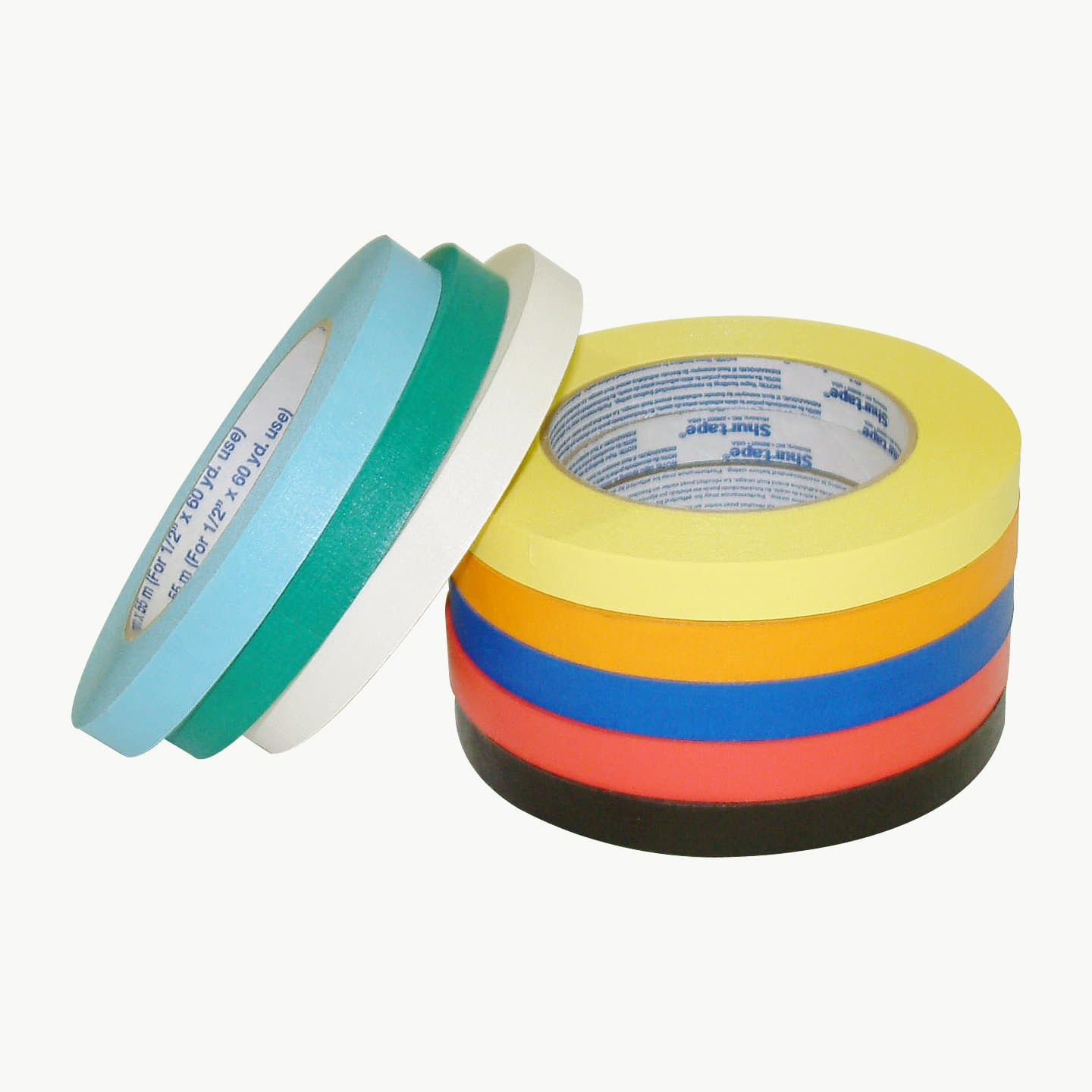 Shurtape CP-632/BLK0560 CP-631 / CP-632 Colored Masking Tape: 1/2" x 60 yd, Black