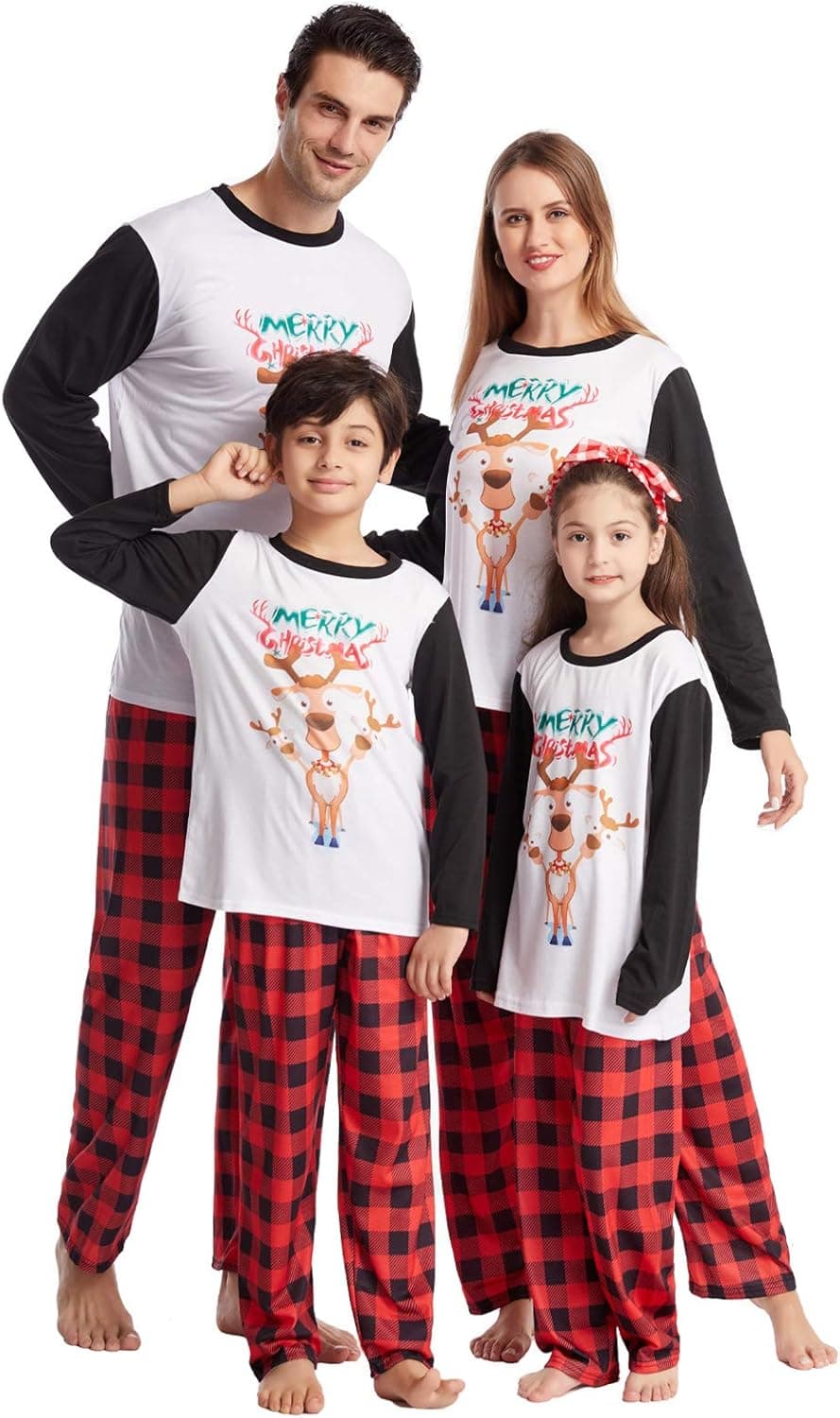 Oriental eLife Family Christmas Pjs Matching Sets,Christmas Pjs, Holiday pajamas for family, Xmas Printed Long Sleeve Tops Sleepwear for Mom Dad