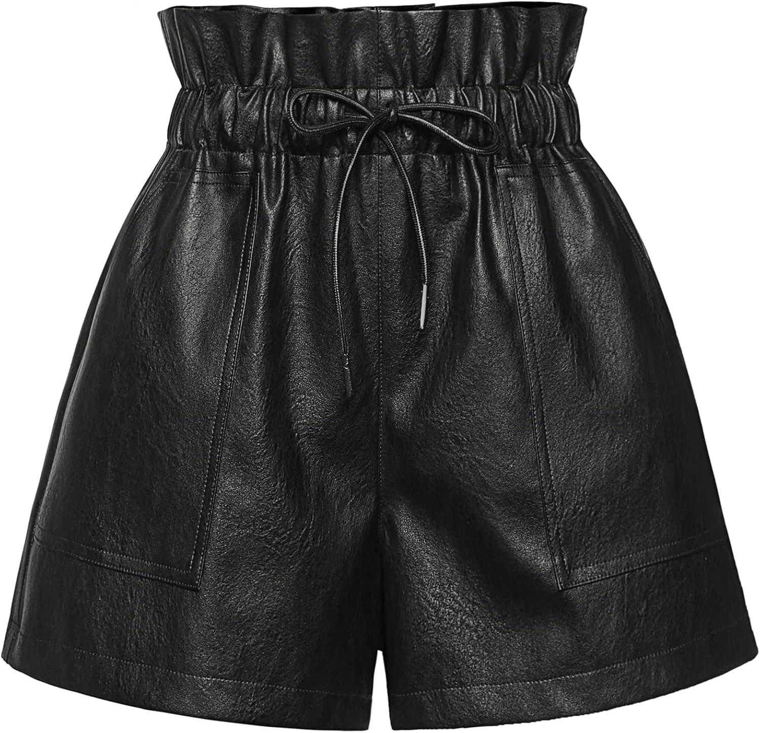 QIANXIZHAN Women's Leather Shorts, Faux High Waisted Wide Leg Sexy Shorts SP1012