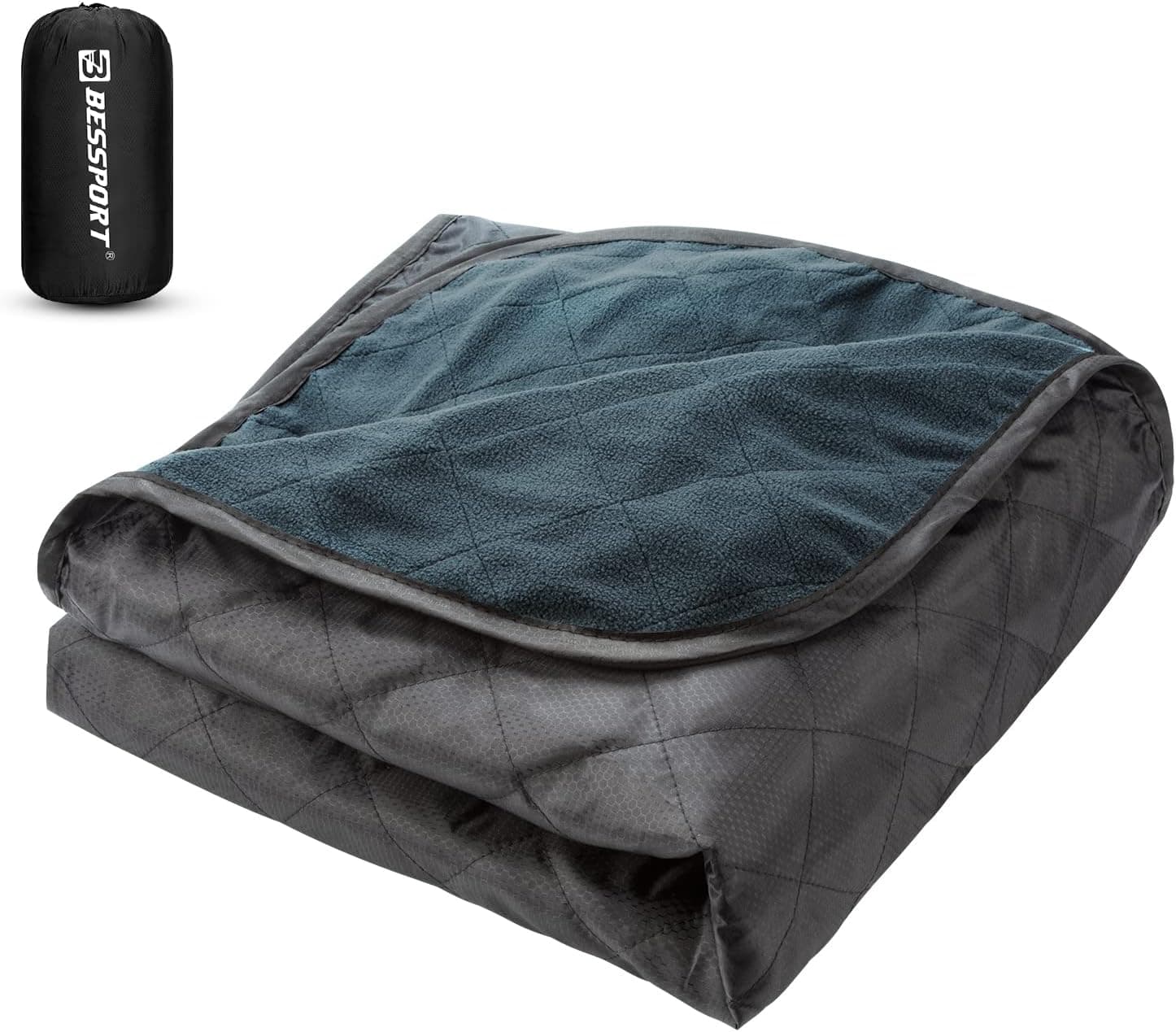 Bessport Camping Blanket Warm & Lightweight-800g, Quilted with Extra Thick Fleece Throw Blanket, Great for Camping, Outdoors, Hiking, Beach