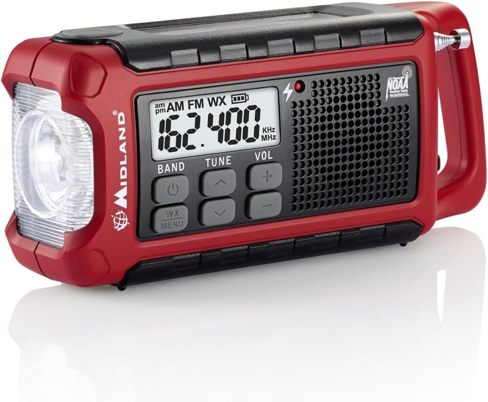 Midland ER200 Emergency AM FM Digital NOAA Weather Radio with Cree LED Flashlight and USB Charger Output