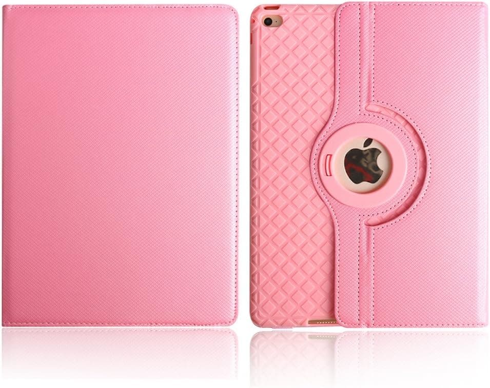 BoriYuan iPad 4&3&2 360 Degree Rotating Stand PU Leather Case Protective Flip Folio Detachable Soft Rubber Cover for Apple iPad 4/ iPad 3/ iPad 2 with Card Slot+Screen Protector+Stylus (Pink)