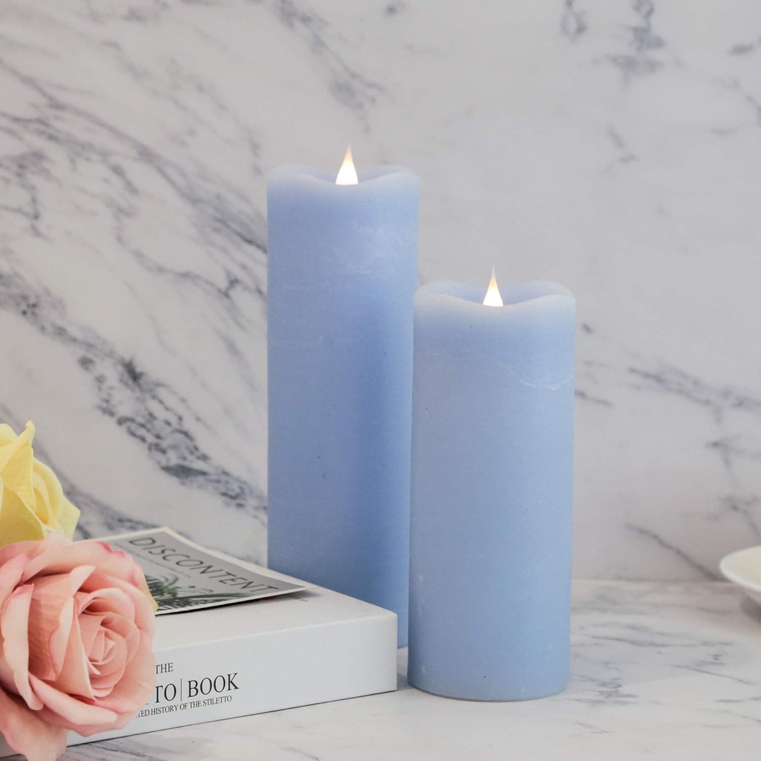 SIMPLUX Dancing Moving Flame led Candle, Pack of 2, Blue