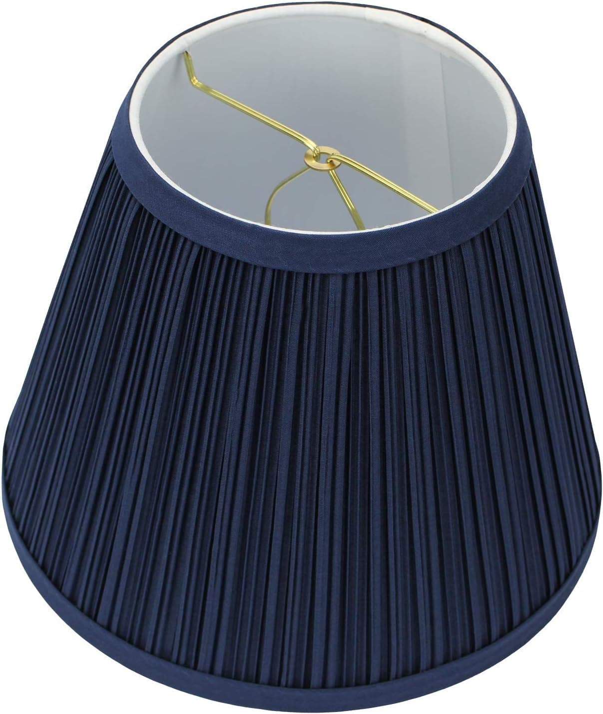 FenchelShades.com Lampshade 5" Top Diameter x 9" Bottom Diameter x 7" Slant Height with Clip-On Attachment for Standard Edison-Style Lightbulb (Pleated Mushroom Navy Blue)