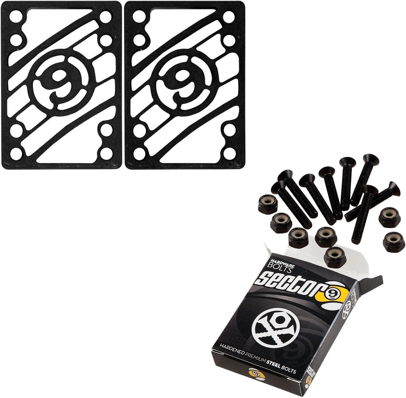 TGM Skateboards Sector 9 Longboard 1 1/4" Hardware and 1/4" Risers Riser Pad Kit