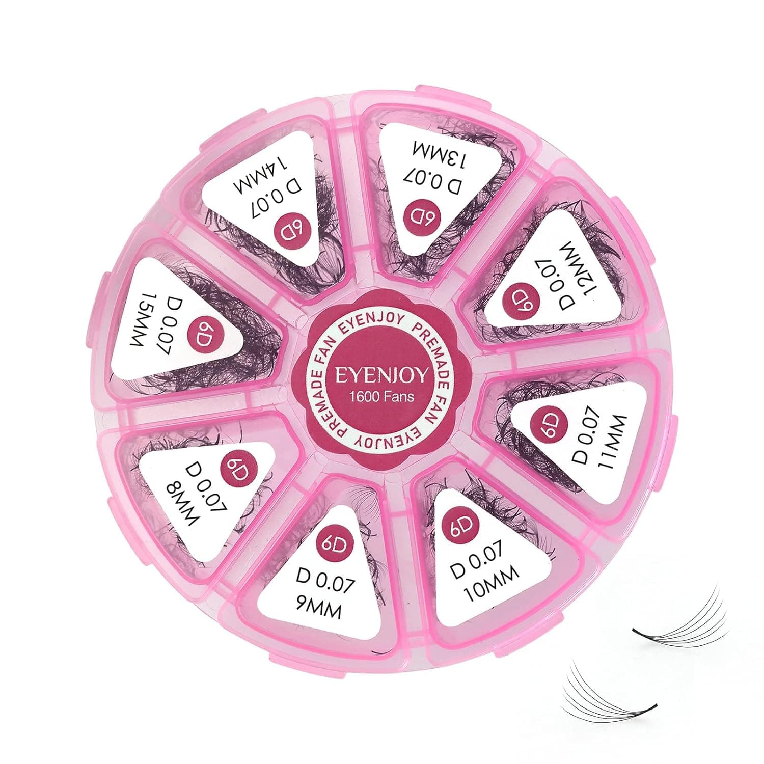 Premade Fans Eyelash Extensions 1600 Fans Promade Loose Fans 8-15mm Mixed Tray Promade Fans Eyelash Extensions 5D/6D 0.05/0.07 C/D Crul Handmade Volume Lash Extension By Eyenjoy