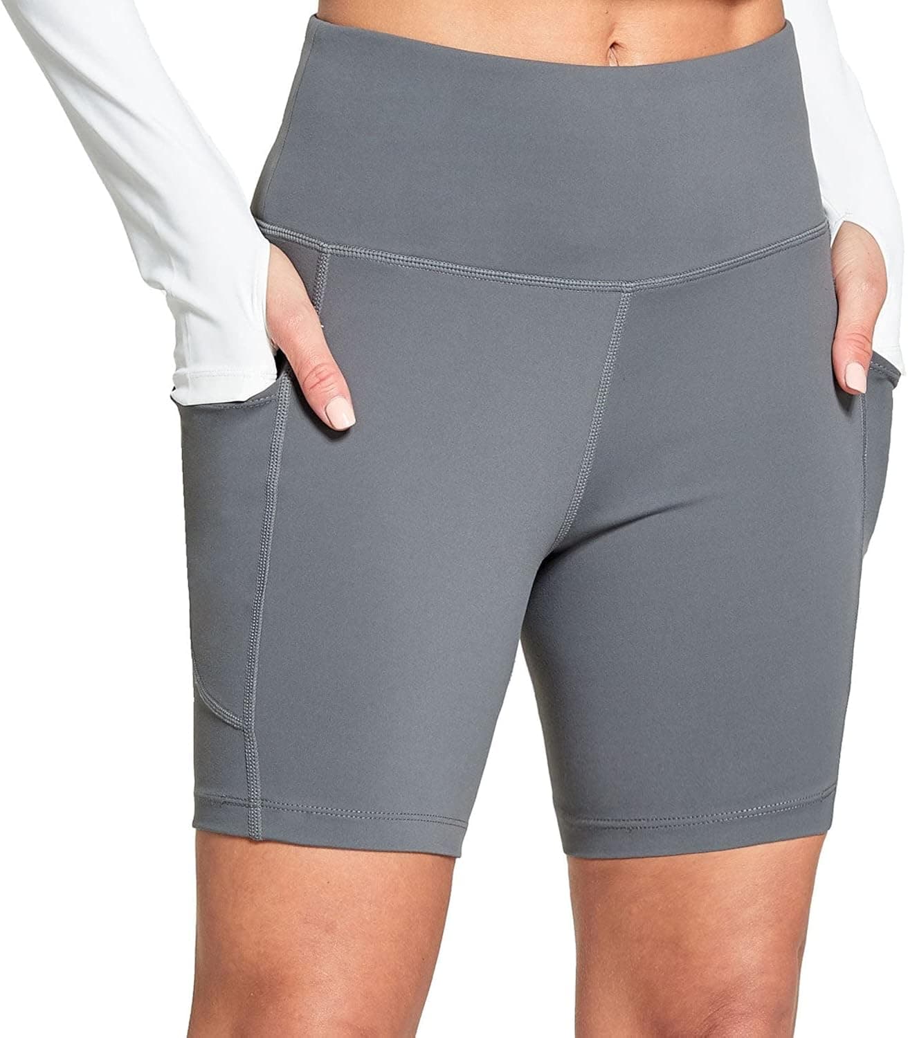 BALEAF Women's 6"/8" High Waisted Biker Shorts with Pockets for Gym Workout Yoga Running Athletic
