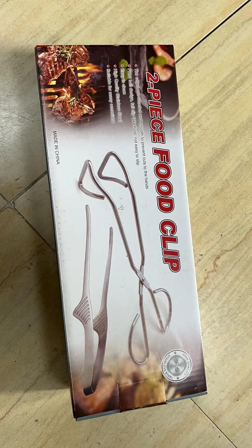 2 Pieces kitchen tongs Stainless Steel Scissor Kitchen Food Tongs Barbecue cooking tongs Tong Stainless Steel Grill Tongs BBQ Tongs metal Tongs Tongs for Salad, Grill, Camping, Barbecue, Buffet