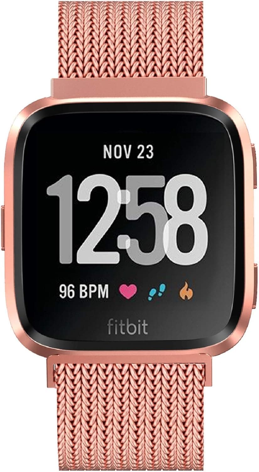 Fitlink Metal Bands Compatible for Fitbit Versa/Versa Lite Edition/Versa 2 Smart Watch for Women and Men, Multi-Color, Small and Large (Royal Gold, Large)
