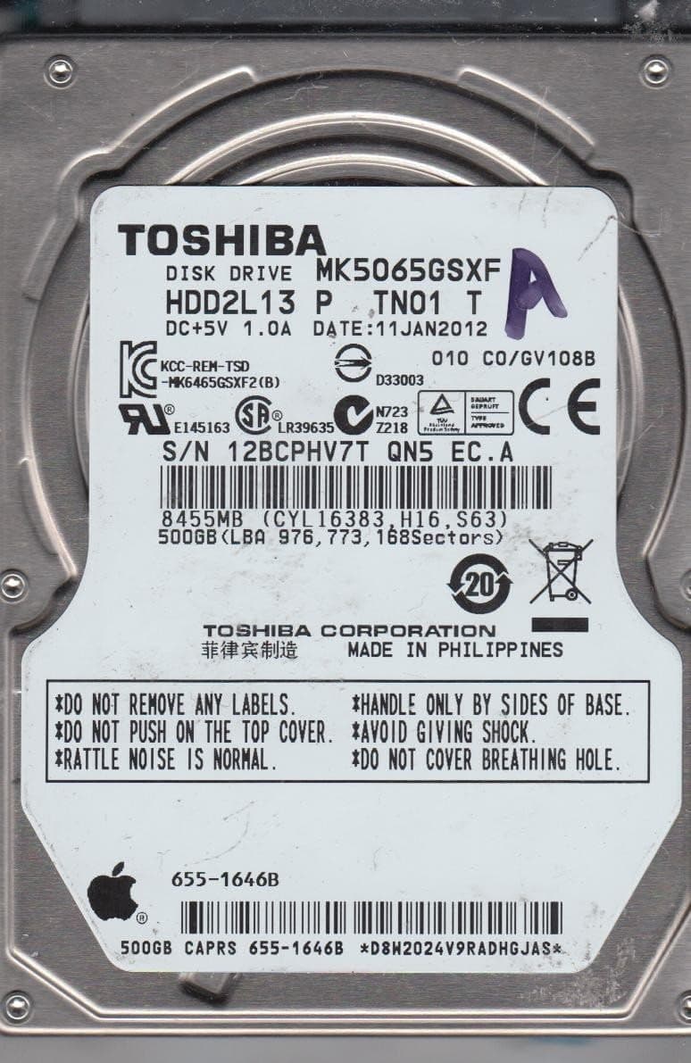 -Toshiba MK5065GSXF 500 GB SATA 2.5-inch Internal Hard Drive - 5400 RPM. Drive Only.