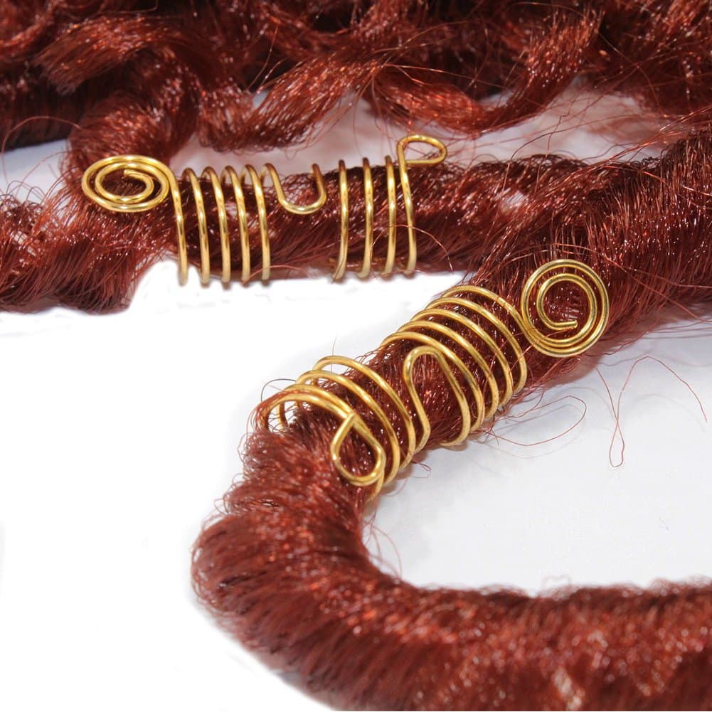 Coil Dreadlocks Braiding Beads Dread Lock Aluminum Cuffs Hair Accessories Braiding Decoration 50pcs Golden