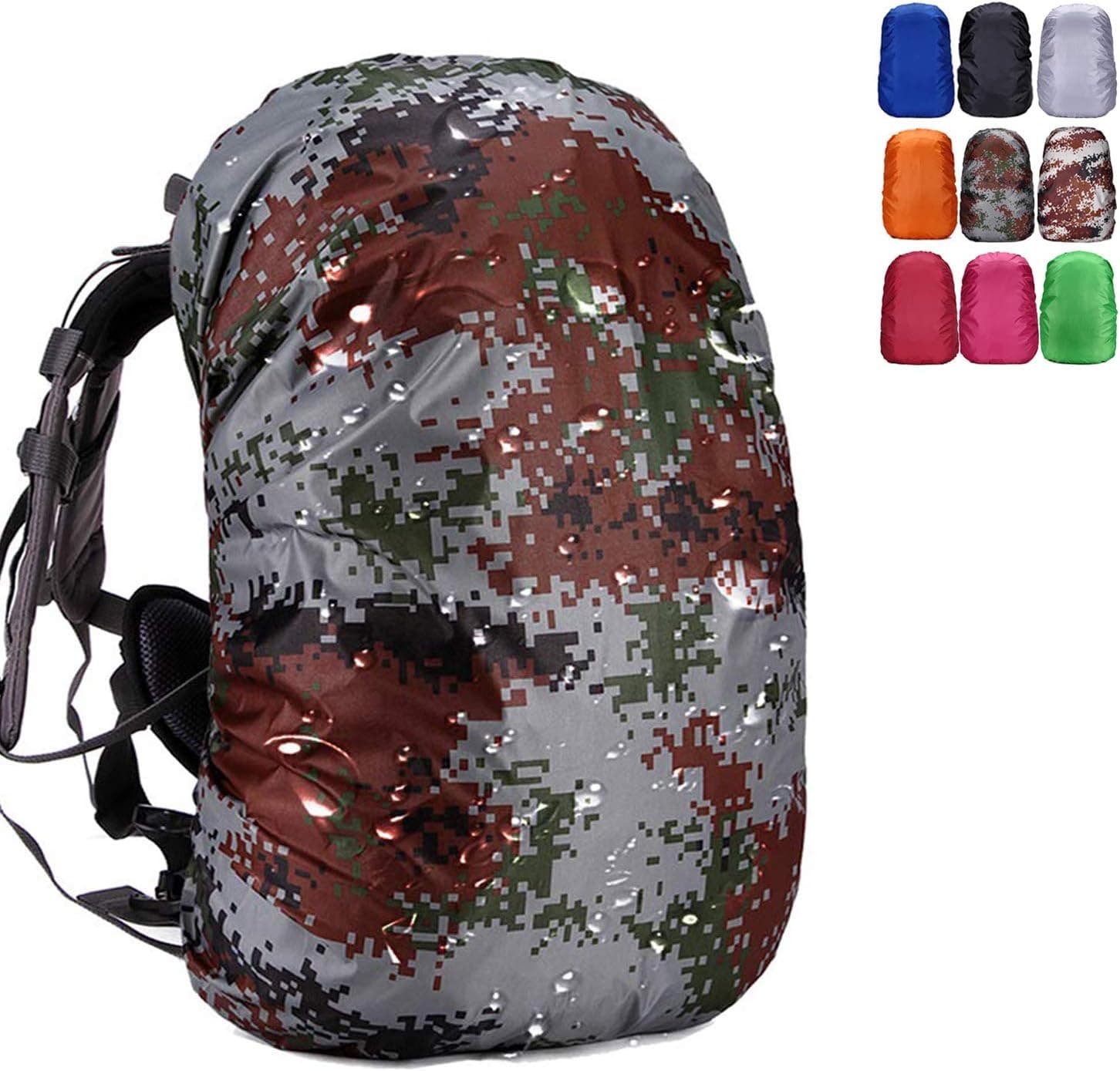 Aixingyun Waterproof Backpack Rain Cover, Upgraded Adjustable Anti-Slip Rainproof Backpack Cover for Hiking, Camping, Hunting, Biking and Traveling (15-85L)