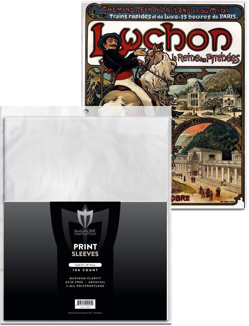 100 Max Pro 12x18 Photo/Lithograph/Print Sleeves Bags - Archival Quality Protection for Your Photos Litho and Prints