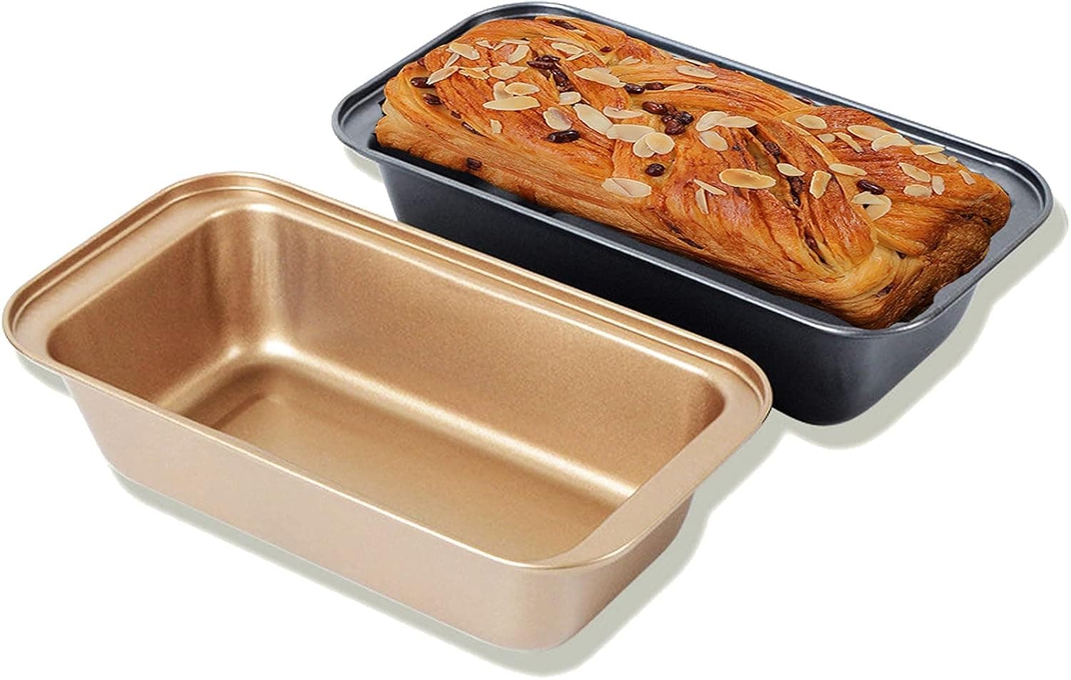 Loaf Pan 8.5x4 Inch, 2 PCS Bread Pan Loaf Pans for Baking Bread, Golden, Black Nonstick Bread Pan Mold for Home Kitchen by HAGBOU (2 Pieces)