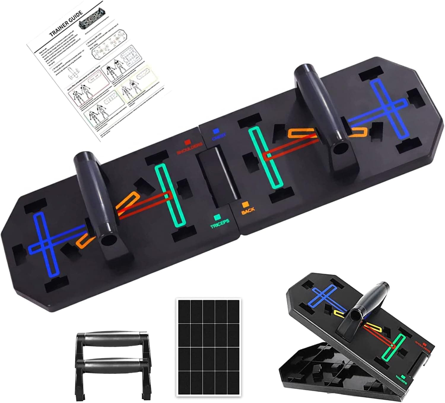 JEESBIRD Push Up Board Fitness, Portable Foldable 18 in 1 Pushups Bar,Push Up Handles for Floor, At Home Gym Equipment,Strength Training for Man and Women (Black2)