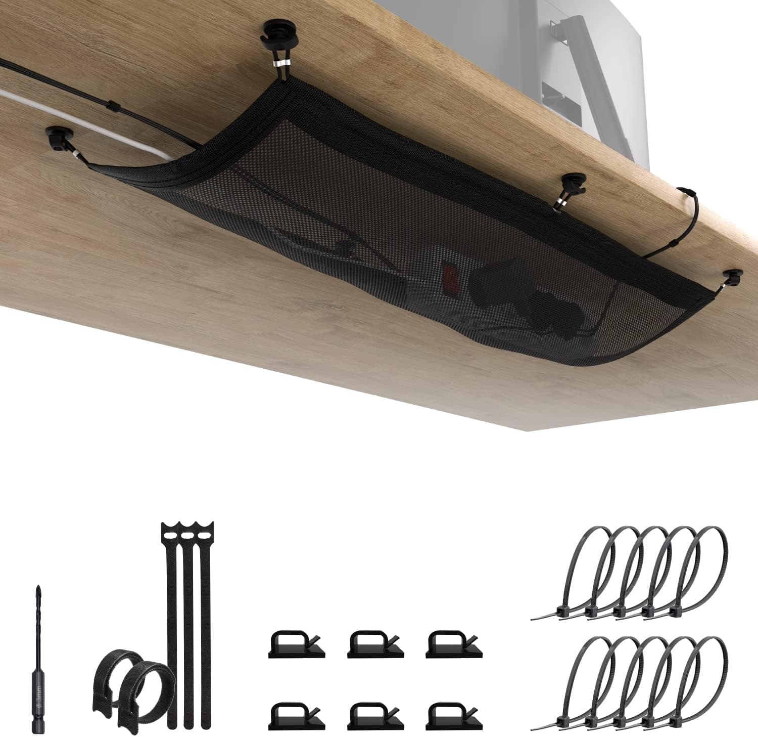 Cable management net - Under desk cable management tray - Cable net under desk - Desk wire management under desk - Cord organizer desk