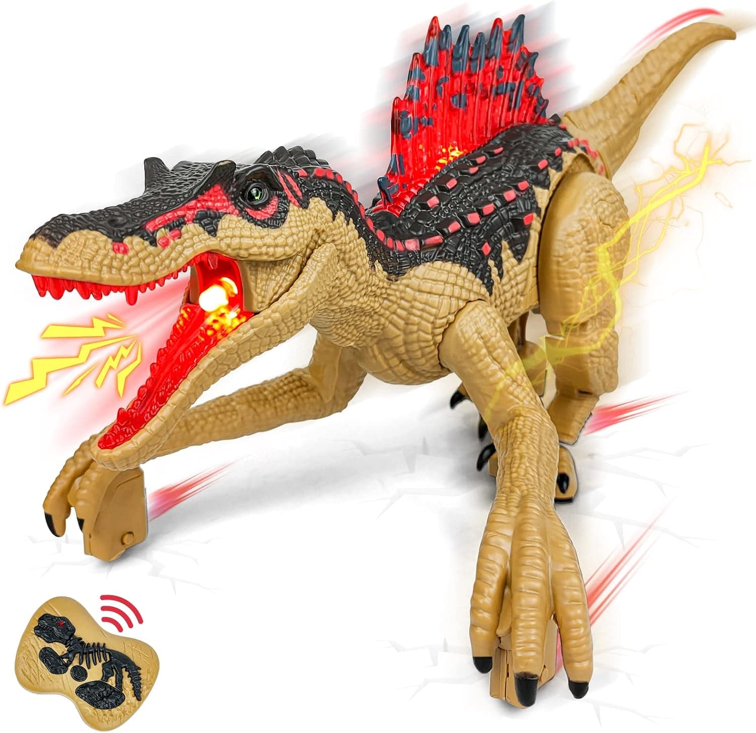 BIBIELF Remote Dinosaur Toys for Kids, Walking Robot Dinosaur with Light and Sound, 2.4Ghz RC Dianosaur Toys for Boys and Girls