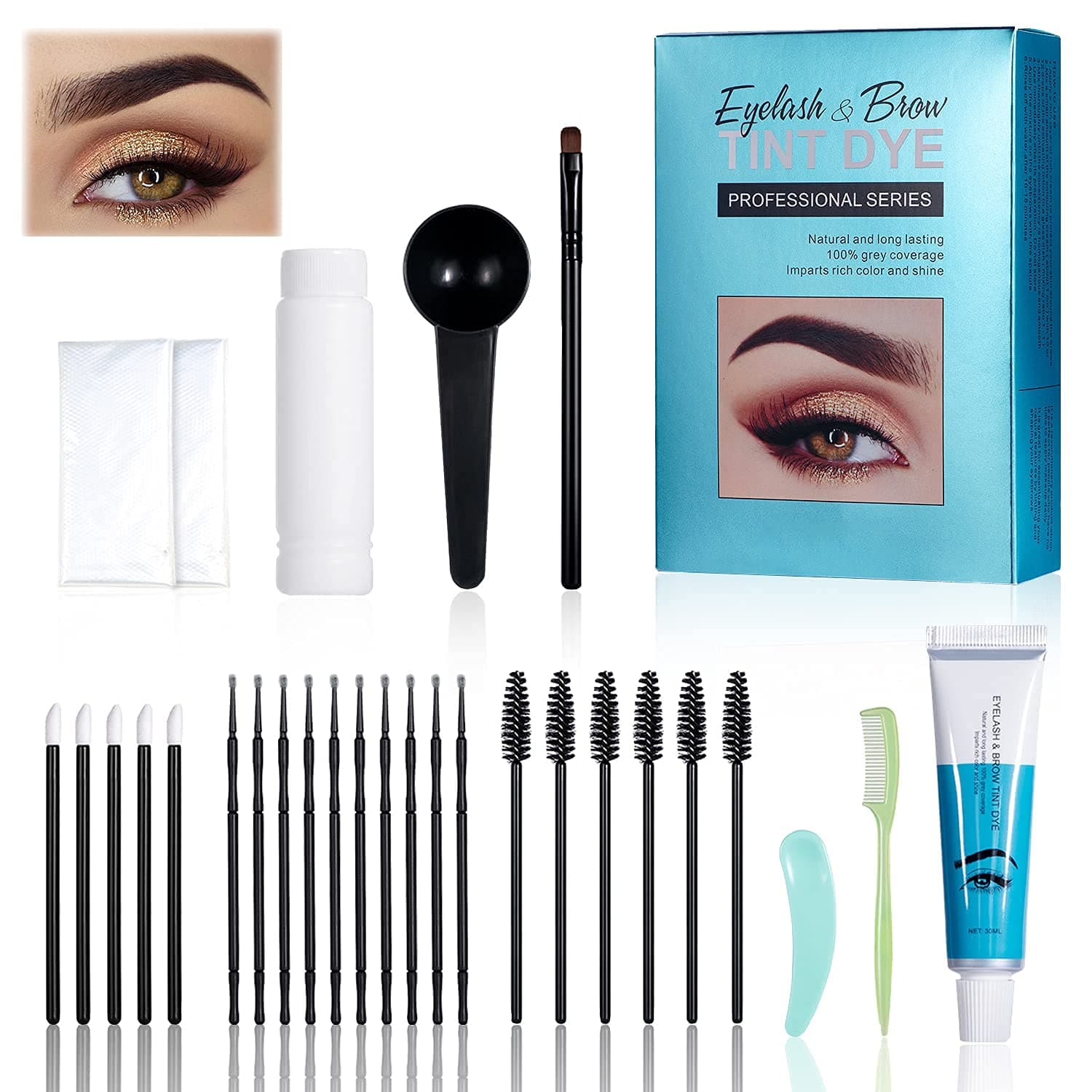 Eyebrow Dye Kit ,Professional Lash Tint Dye Kit Lasting 6 Weeks Waterproof Eyebrow Lash Tinting Dye Cream with Brush Makeup Tools
