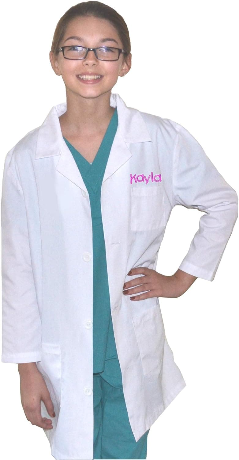 My Little Doc Custom Kids Lab Coat, Includes Embroidered Name