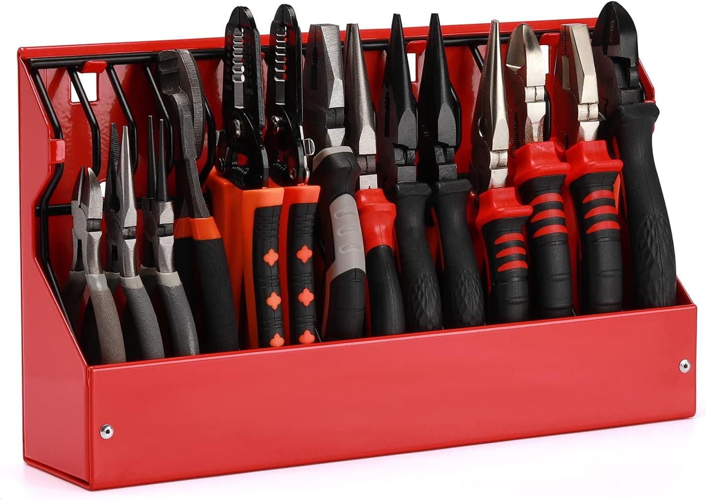 AIRTOON Plier Organizer Rack, 14 Slots Fit Most Pliers, Space Saving, Keep Pliers Organized in Tool Box Drawer, Chest, Workbench, Red