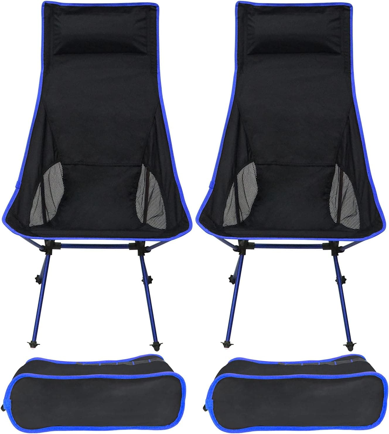 Sutekus High Back Camp Chair Folding Camping Chairs Ultralight Portable Backpacking Chairs with Headrest for Outdoor Hiking Travel Picnic Home, 2Pack (Blue)