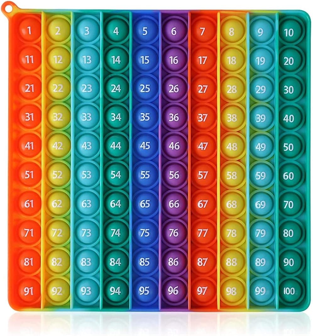EK-Memory-fish 12X12 Multiplication Game Table Stress Big Push Rainbow Square Fidget it Toy Relieving Fidget Game for Teachers to Create Kinds of Math Manipulatives Math Toy【with12x12 Multiplication】