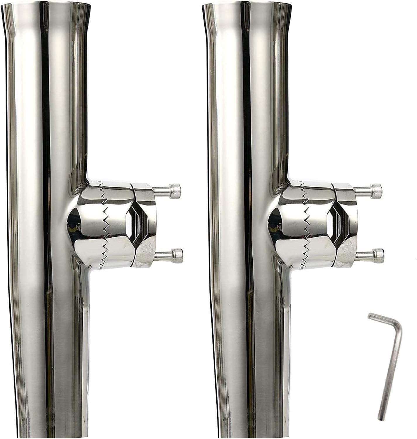 YaeMarine 2Pcs Boat Fishing Rod Holder Stainless Tournament Style Clamp on Fishing Rod Holder for Rails 1" to 1-1/4" Rail Mount Rod Holder