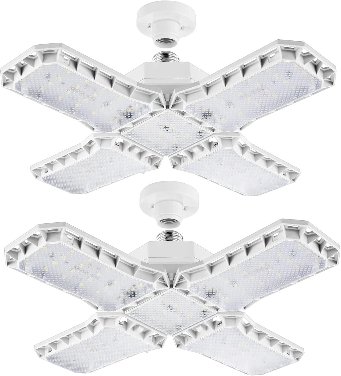 Mutois LED Garage Light, 2-Pack Garage Lights Ceiling LED Shop Light 100W Deformable Garage Lights Bulb E26/E27 6500K LED Garage Lighting, Garage Lights for Garage Workshop Basement Warehouse Barn