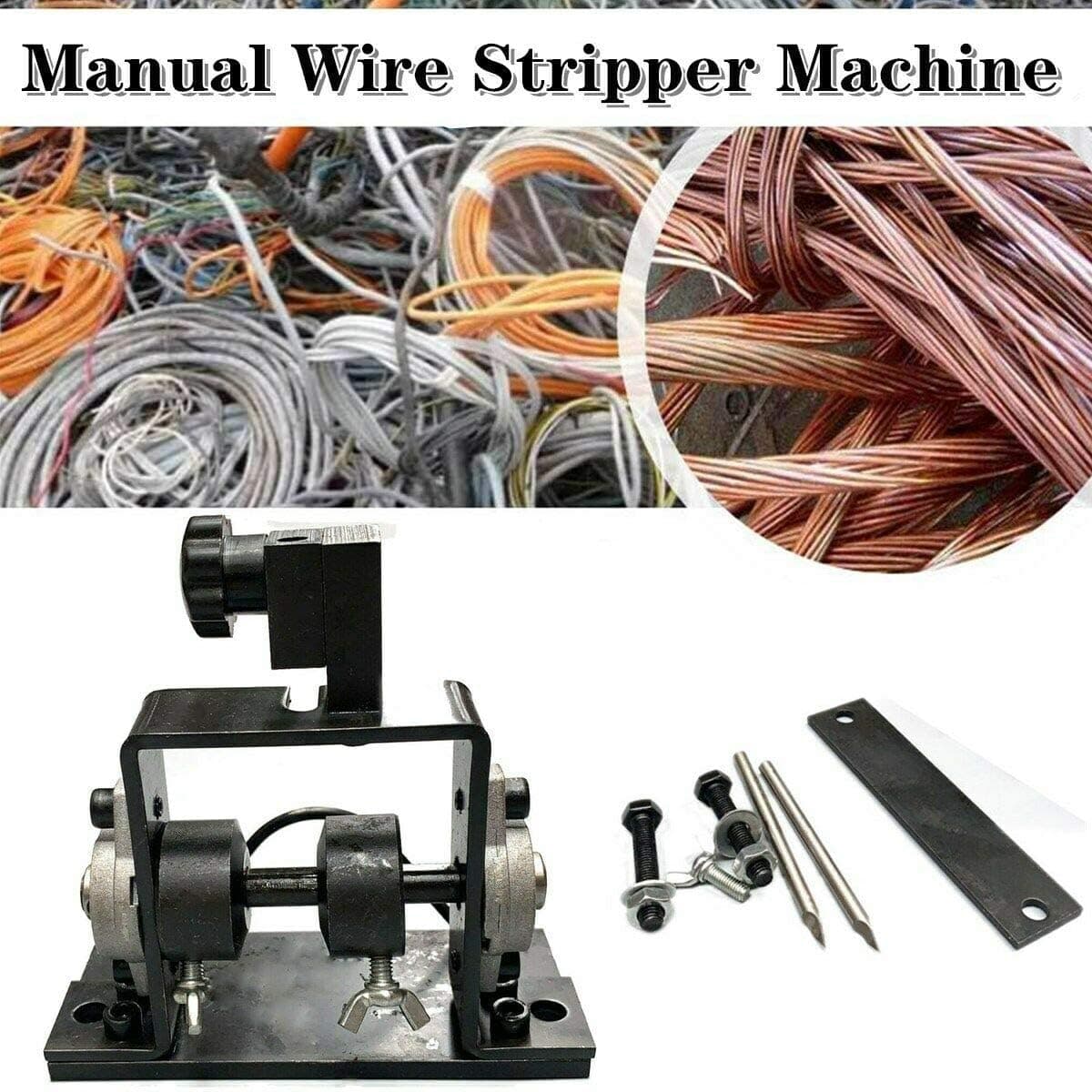 SOFEDY Steel Copper Wire Cable Stripper Stripping Peeling Machine Hand Tool Household Portable Useful Mini Manual 1-25mm Black