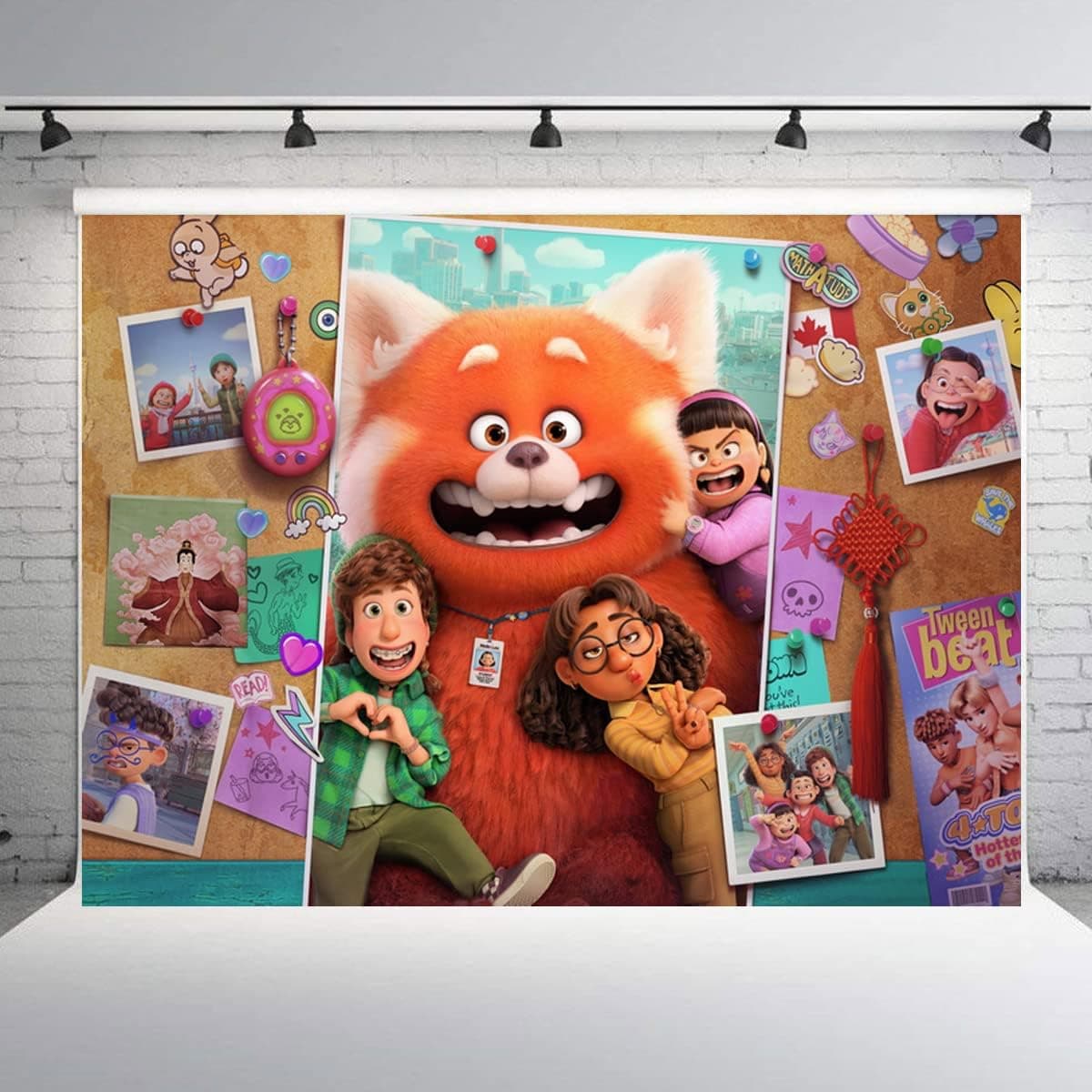 5x3FT Backdrop Red Panda Photography Backdrops for Girl Kids Happy Birthday Party Photo Background