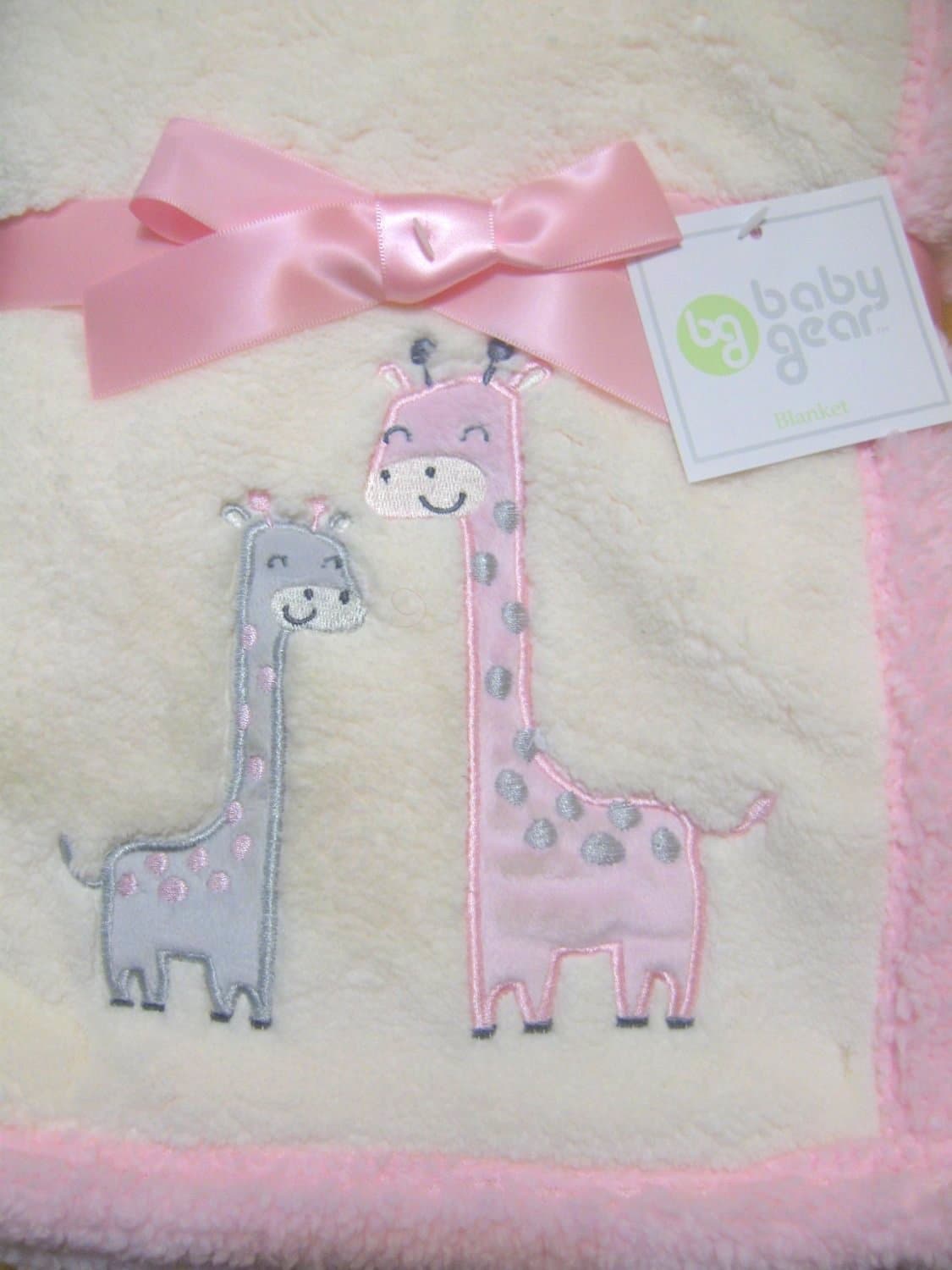 Mommy and Baby Giraffe Soft Pink and Cream Blanket