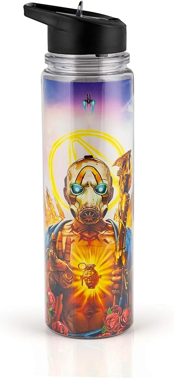 Borderlands 3 Psycho Bandit Double Walled Plastic Water Bottle | Official Borderlands Graphic Art Water Bottle | Holds 17 Ounces