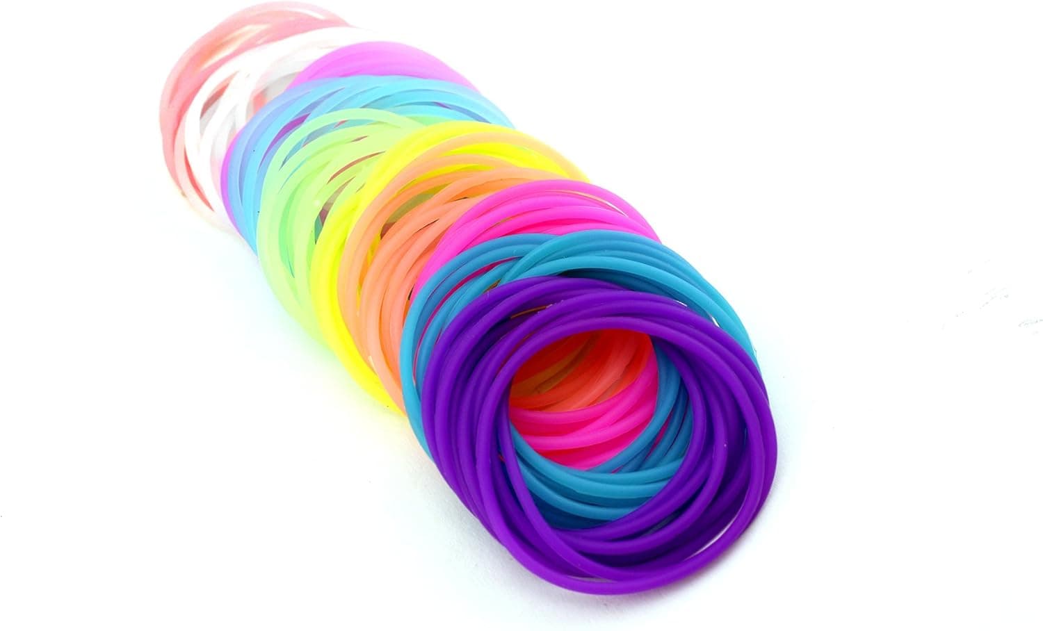Adorox 100 Pack Silicone Jelly Bracelets Hair Ties Rainbow Colors Party Favors Birthday Gifts Prizes Assorted (100)