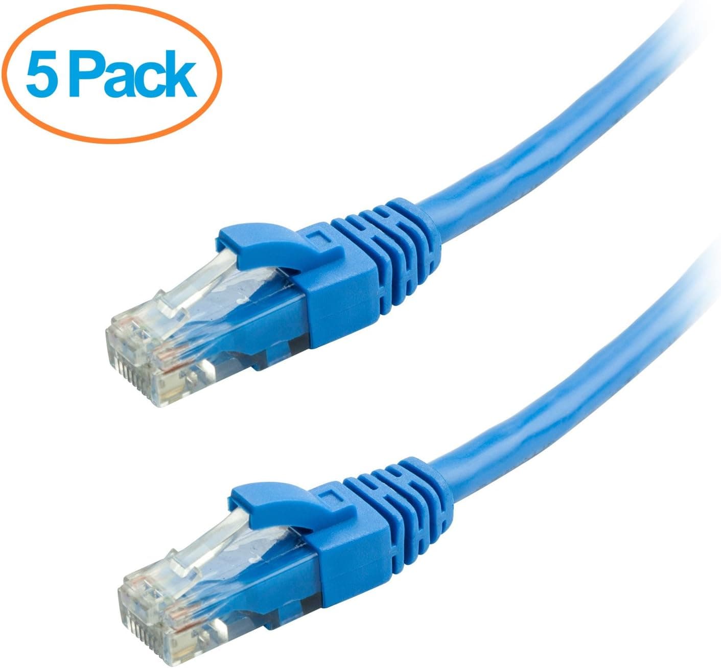 CAT6 Snagless | 7 FT | Blue | 5 Pack | Network Ethernet Patch Cable + Cable Ties