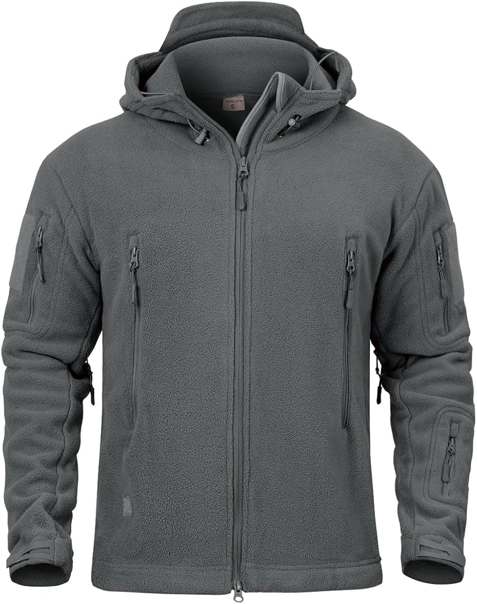 NAVEKULL Men's Outdoor Tactical Fleece Jacket Military Army Hooded Jacket Warm Hiking Winter Coat