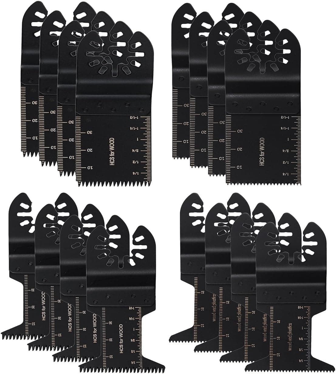HIFROM (4 Set) Wood/Precision Japan Tooth Oscillating Multitool Quick Release Saw Blades Compatible with Fein Porter Cable Bosch Dremel Craftsman Multi Tool