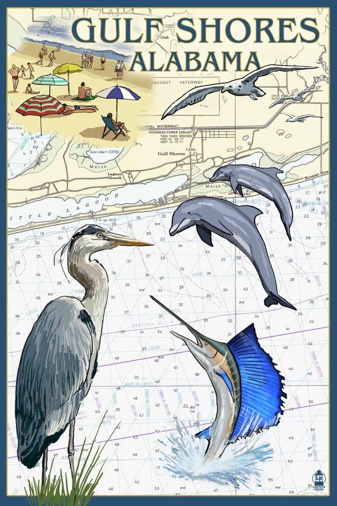 Gulf Shores, Alabama, Nautical Chart 42692 (24x36 SIGNED Print Master Art Print, Wall Decor Poster)