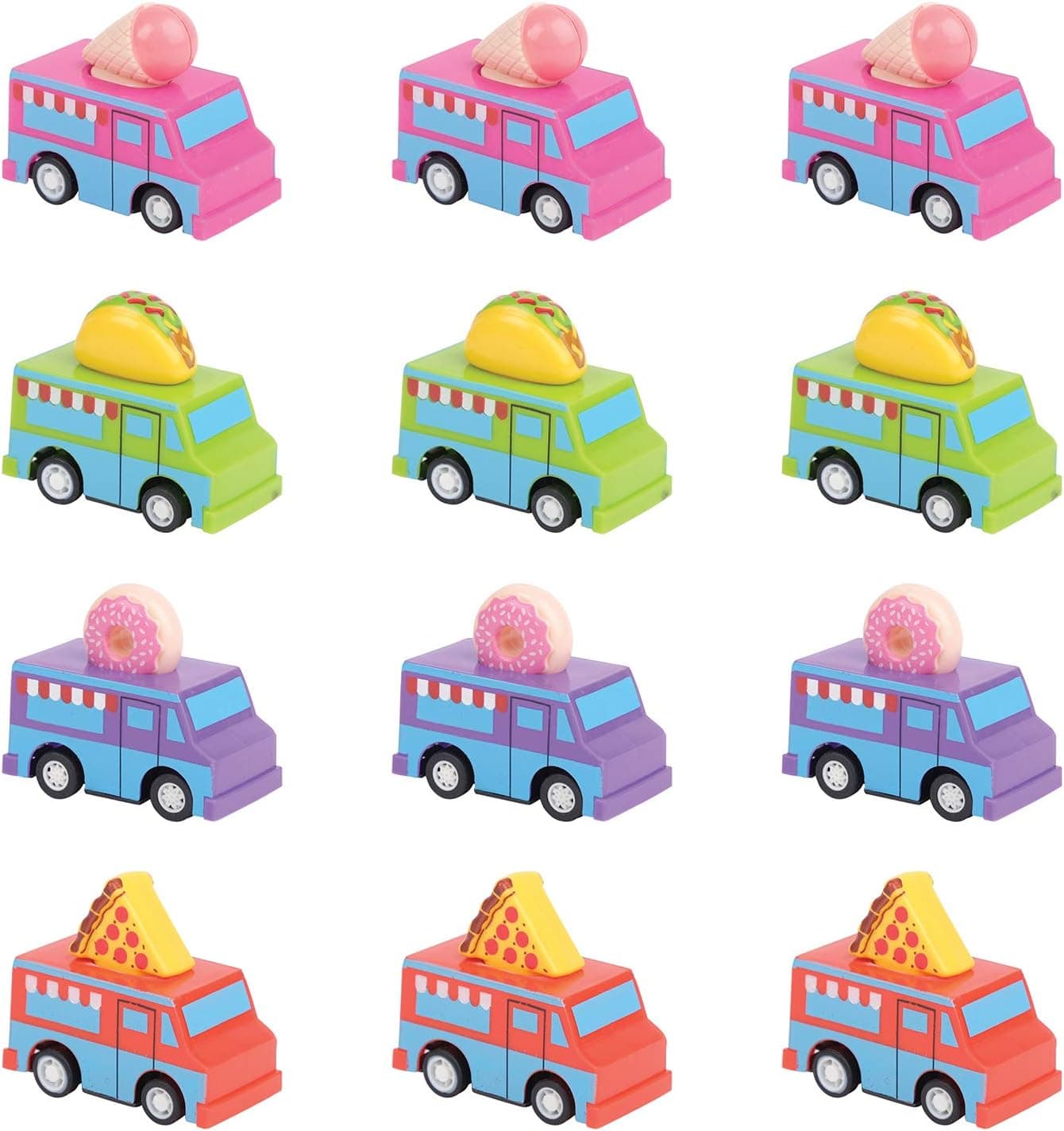 U.S. Toy Pull Back Food Trucks | 12 Count | Kid's Birthday Party, Themed Events, Halloween, Classroom Supplies, Rewards, Giveaways, Party Favors, Art Activity