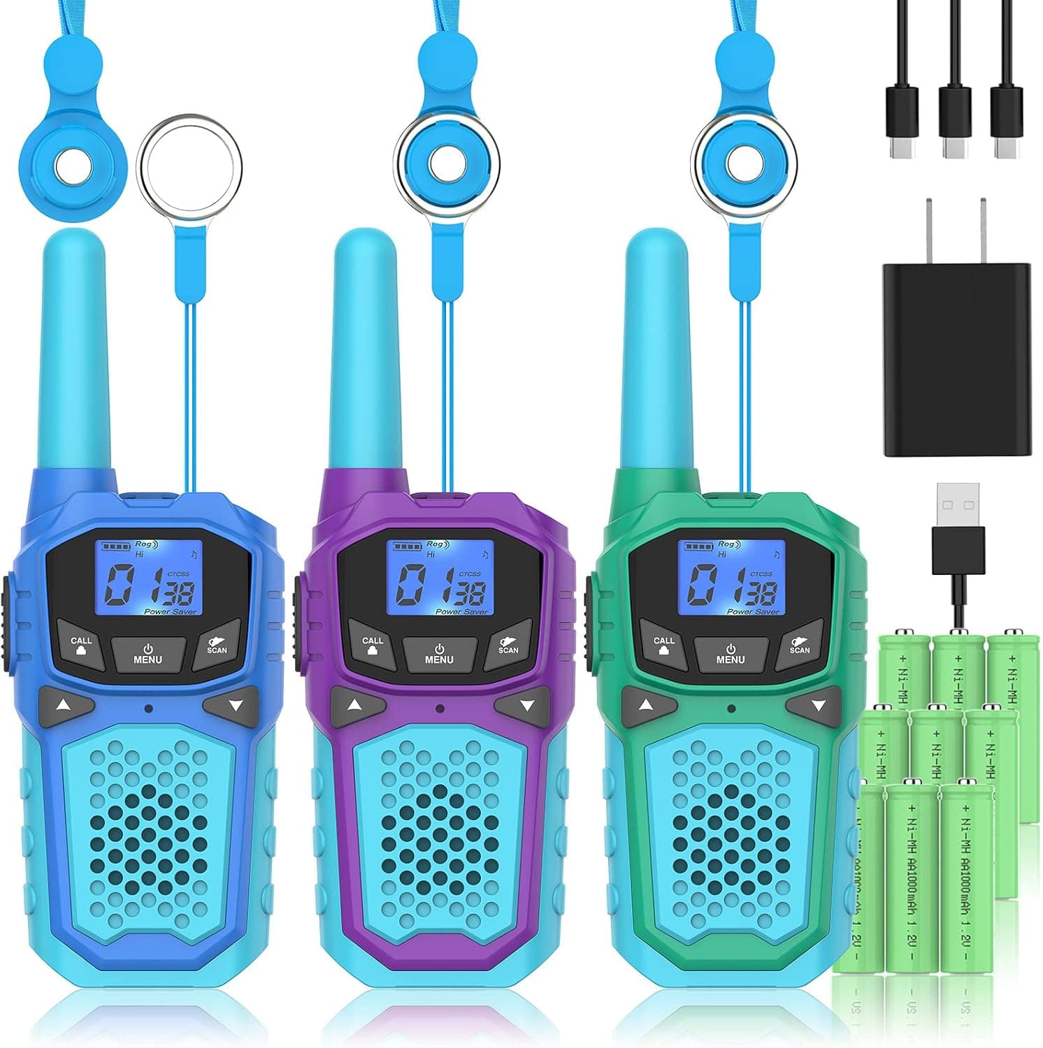 Walkie Talkies for Kids Adults 3 Pack,3 Miles Long Distance WalkieTalky Rechargeable Outdoor Electronic Toys Gifts for 3 4 5 6 7 8 9 10 Years Old Girls Boys Camping, Cruise Ship, Hunting