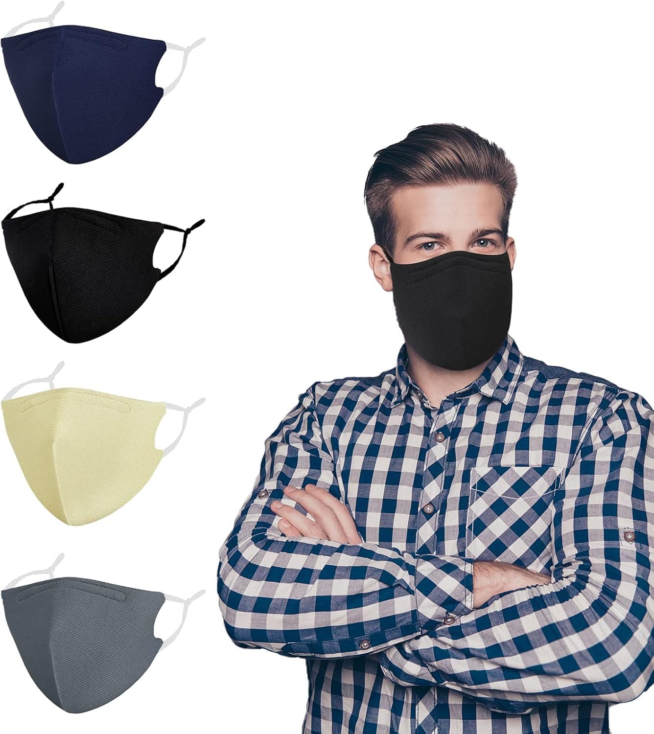Washable Sports Cloth Face Mask, Women Men Adult Large Big XL Oversized Reusable Designer Breathable Adjustable Workout Facemask Gray Summer Cotton Fabric Madks with Nose Wire, Gift for Women Men
