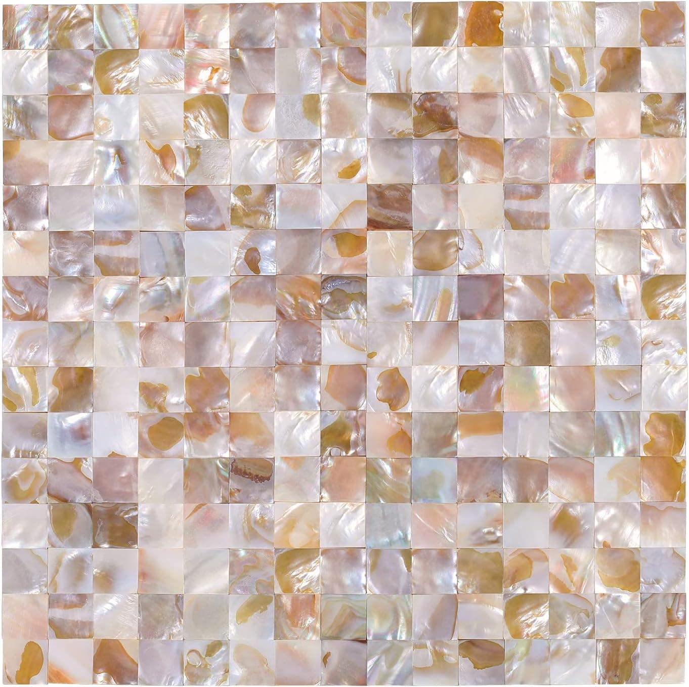 Yipscazo Peel and Stick Backsplash Mother of Pearl Shell Mosaic Tile, Kitchen Backsplash Peel and Stick Tile in Spray (12"X12", 5 Sheets)