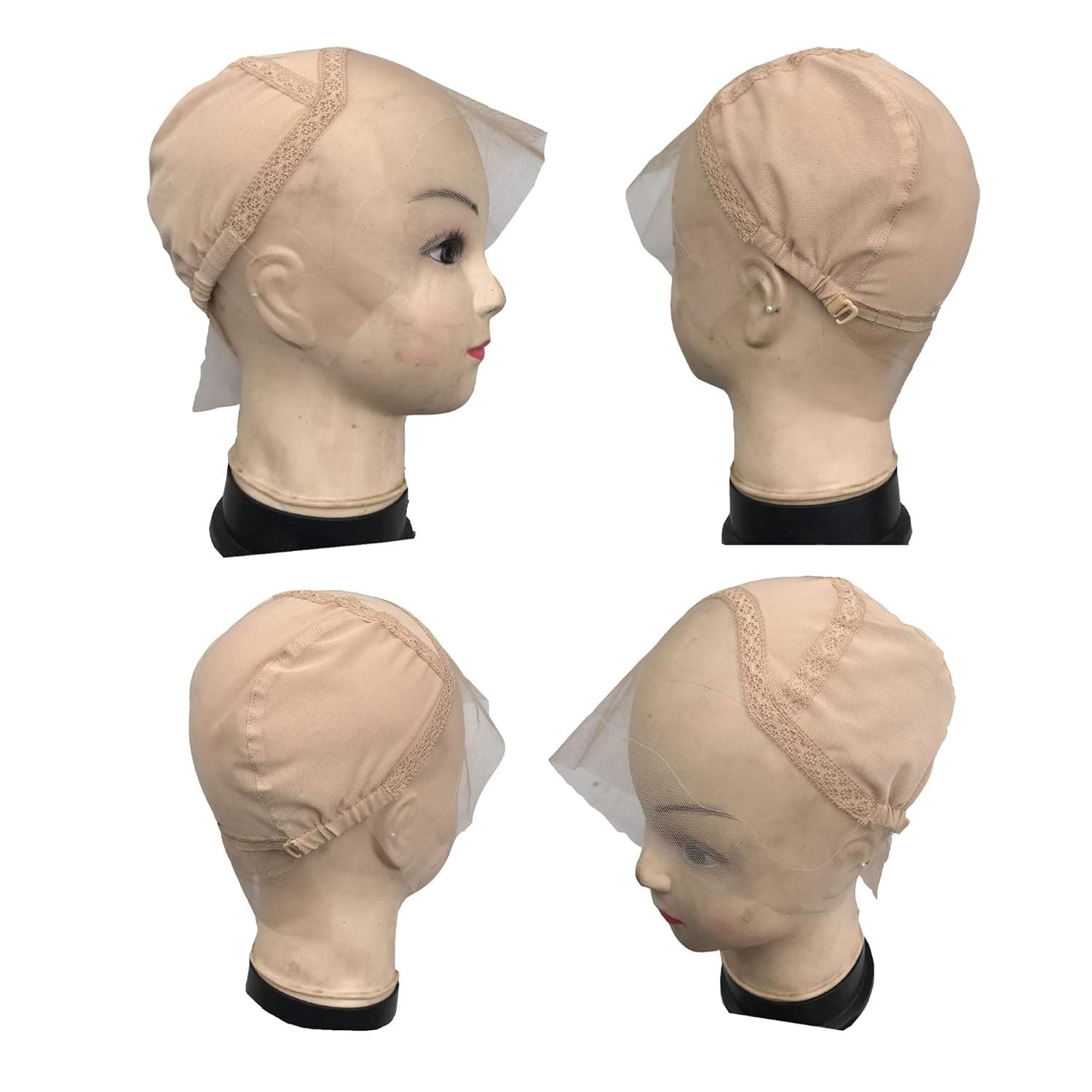 FURUN Lace Front Wig Cap for Making Wigs with Adjustable Strap Glueless Weaving Cap Wig Caps Swiss Lace Hairnet (Medium 22.5inch, Beige)