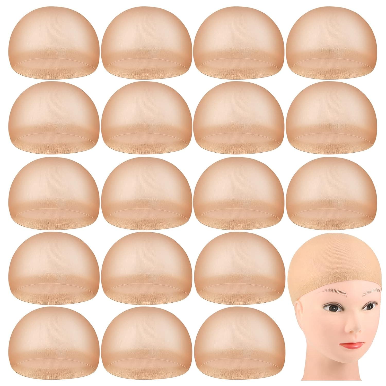 100 Pieces Wig Cap Elastic Medium Nylon Stocking Caps Stretchy Stocking Wig Caps Secure Your Hair, Lightweight, Breathable (Skin)