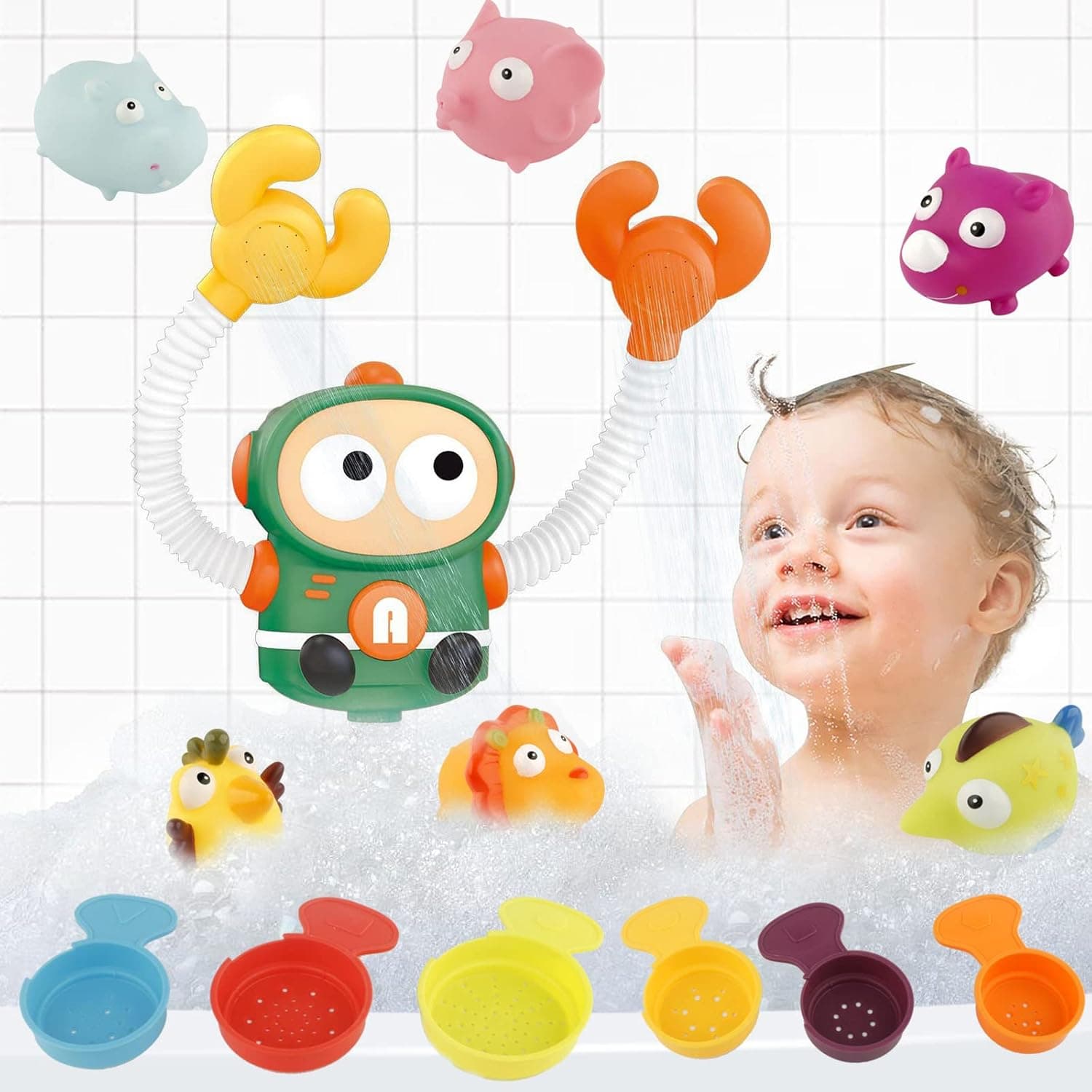 Baby Shower Head for Bathtub Bath Toy for Toddlers 3-4 Years Stacking Cups Beach Toys Squirt Whale Toys Set Kids Bathtub Bath Toys for Kids Ages 4-8 Swimming Pool Toy for Babies 6-12 Months