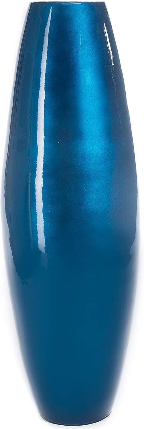 Green Floral Crafts 27-inch Natural Bamboo Cylinder Floor Vase Wooden for Dried Flowers Branches Perfect Spa Office Dining Living Room Entry Way Home Decoration, Dark Blue