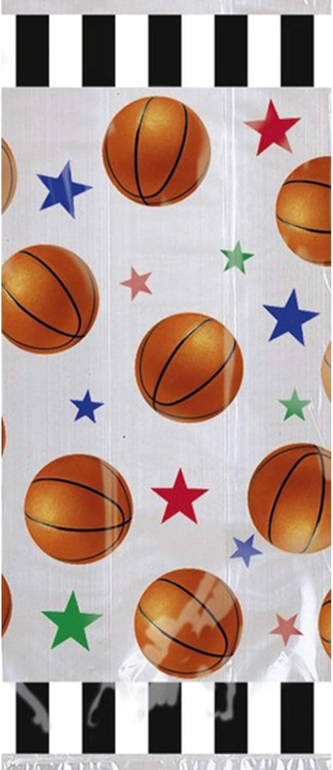Amscan 377721 Basketball Large Party Favor Bags | 20 bags,Multicolor,11 1/2" x 5" x 3 1/4"