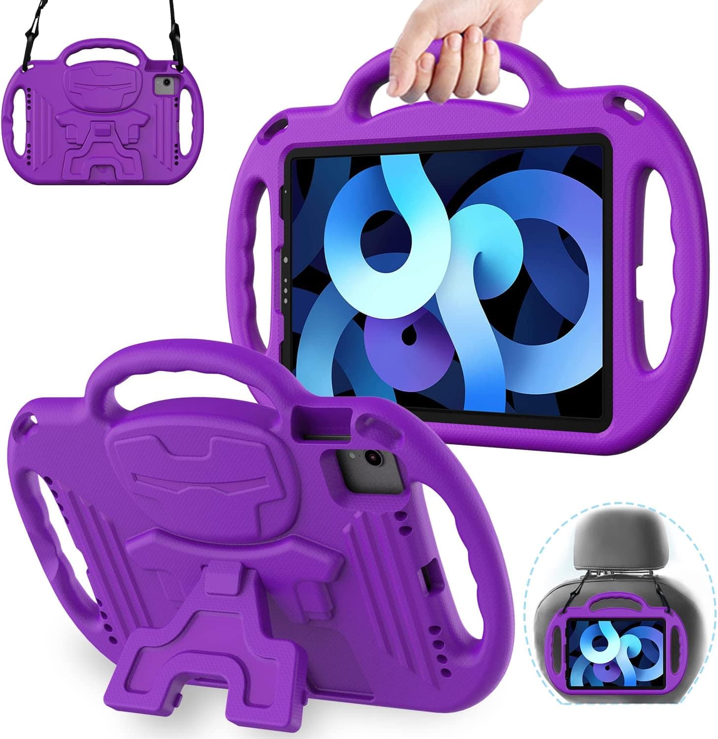 AVAWO Kids Case for iPad Air 5th/4th Generation (10.9 inch), iPad Air 5 2022/ Air 4 2020/ Pro 11 Cover- with Strap Light Weight Shockproof Handle Stand Case for iPad Air 5 & Air 4 & Pro 11, Purple