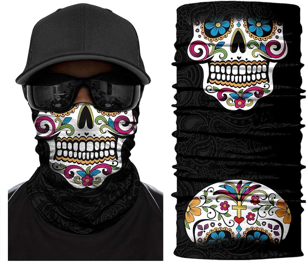 Skull Face Sun Mask Half,Bandanas,Neck Gaiter, Headwear, Headband for Fishing, Hunting,Yard Work